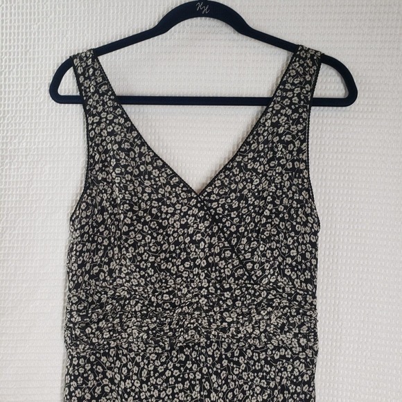 Ann Taylor Silk Dress Vintage 90s Y2k Womens 12 Floral Ditsy Sleeveless Black - Picture 12 of 16